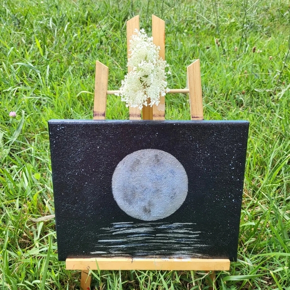 "Silver Moon Reflection at Midnight" Painting by Artistic Ashara - Picture 5 of 6